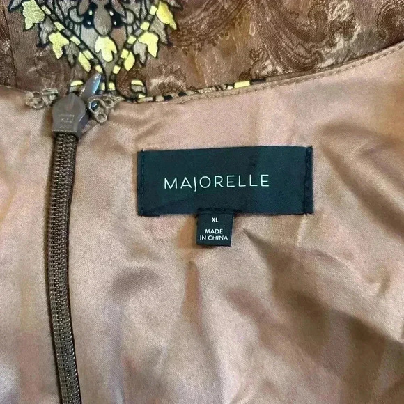 Majorelle Brown Floral Plunged Neck Violeta Mini Dress Cocktail Party Size XL - Picture 6 of 8